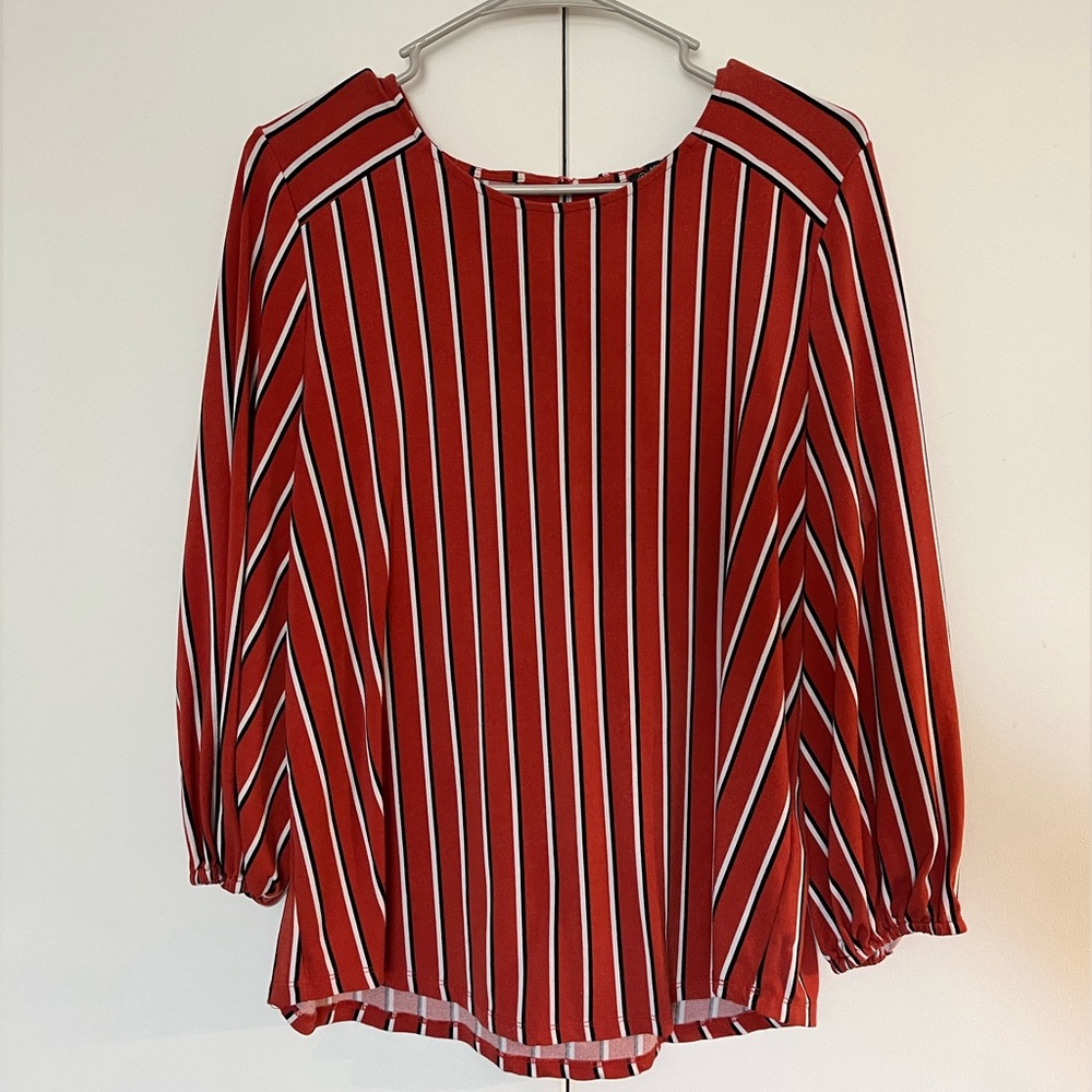 Brick Orange Striped Women's Top